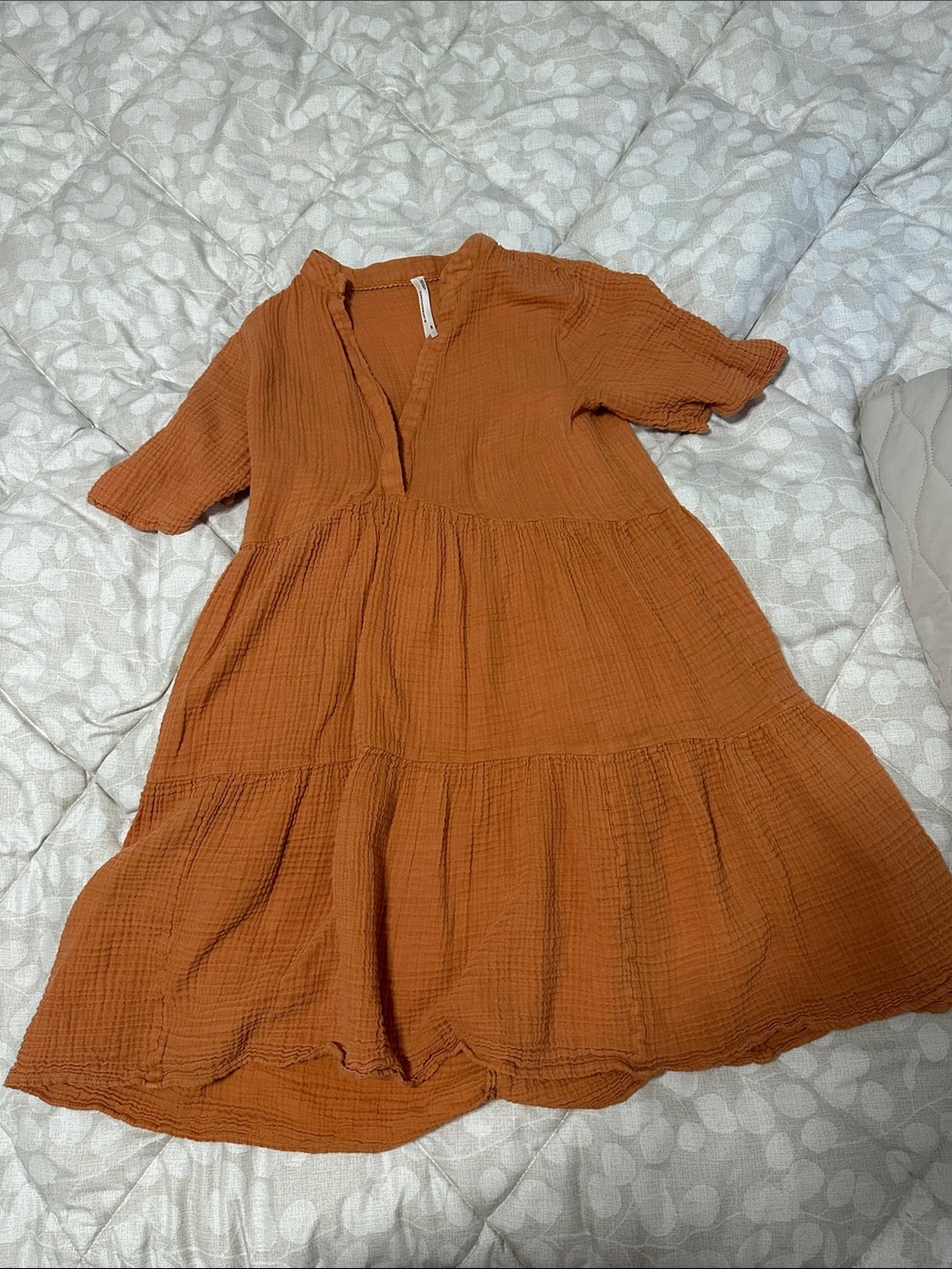 Anthropologie Rust Tiered Gauze Midi Dress